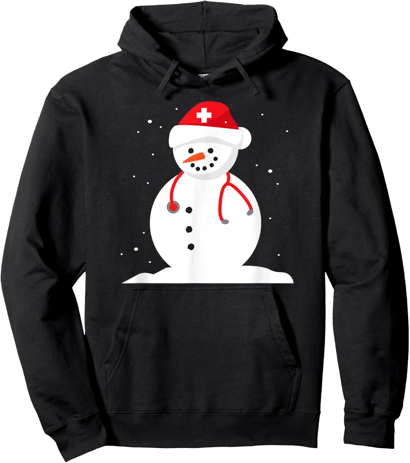 Snowman Nurse Cute Christmas Winter Holiday Snow Gift Hoodie - Hoodie | Black