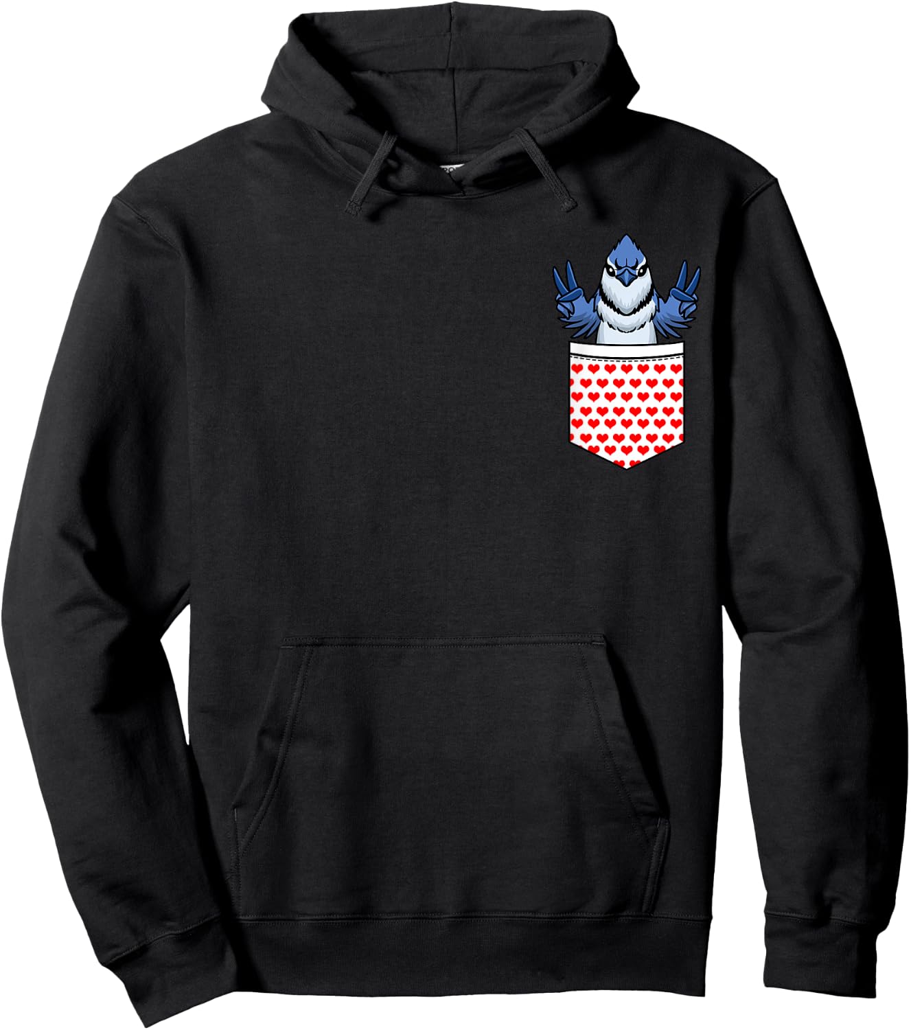 Blue Jay Bird Cyanocitta Cristata In Pocket Hoodie - Hoodie | Black