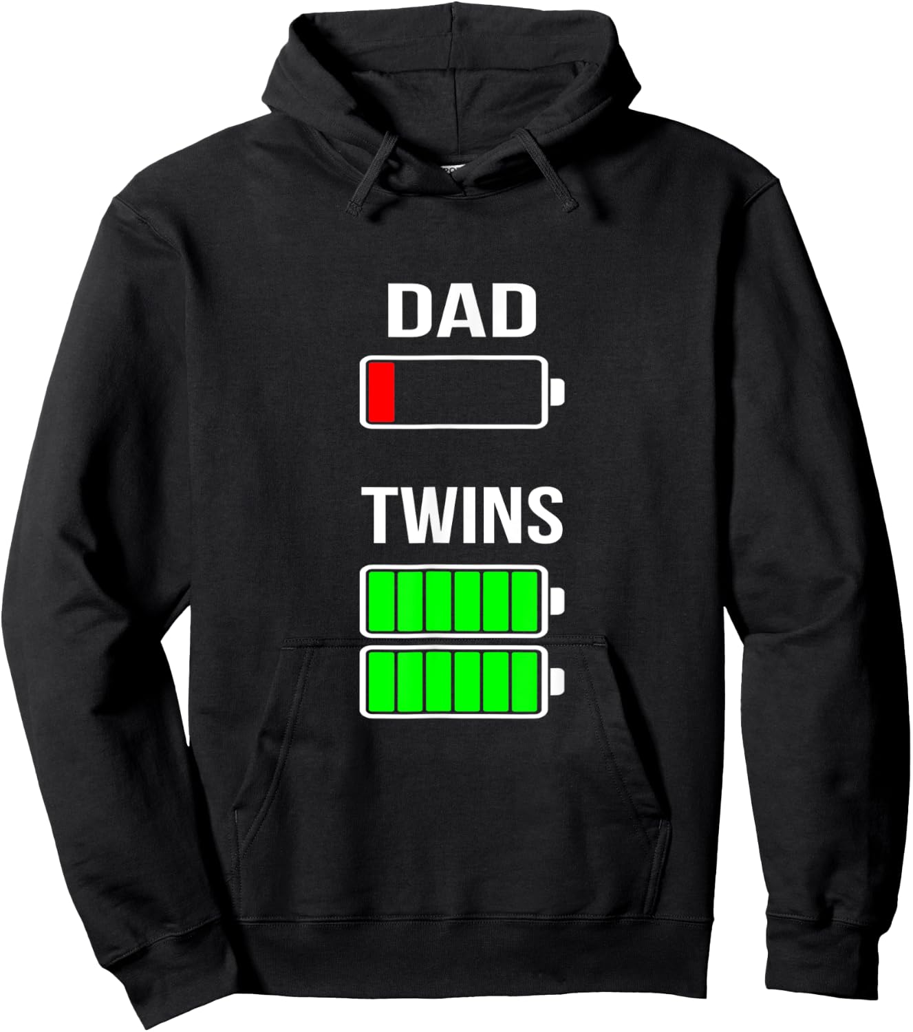 Tired Dad Low Battery Twins Full Charge Funny Gift Hoodie - Hoodie | Black