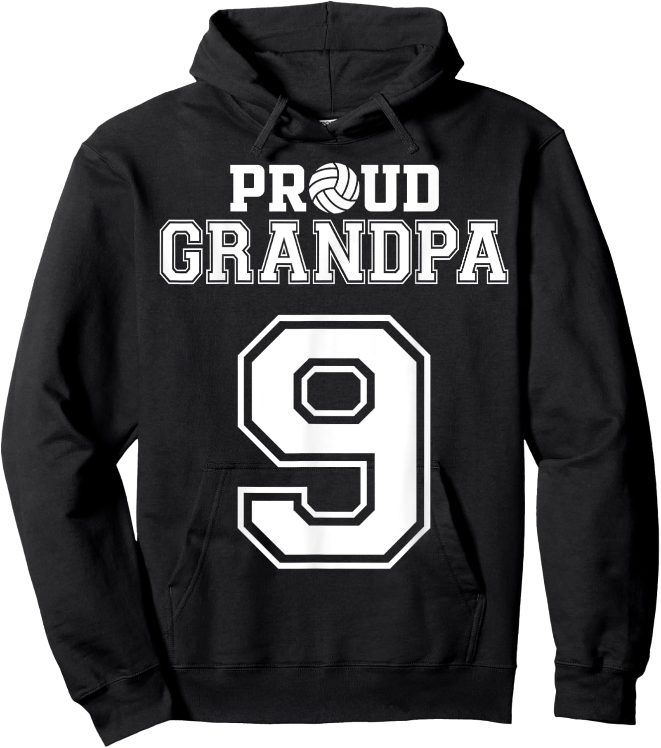 Custom Proud Volleyball Grandpa Number 9 Personalized Men Hoodie - Hoodie | Black