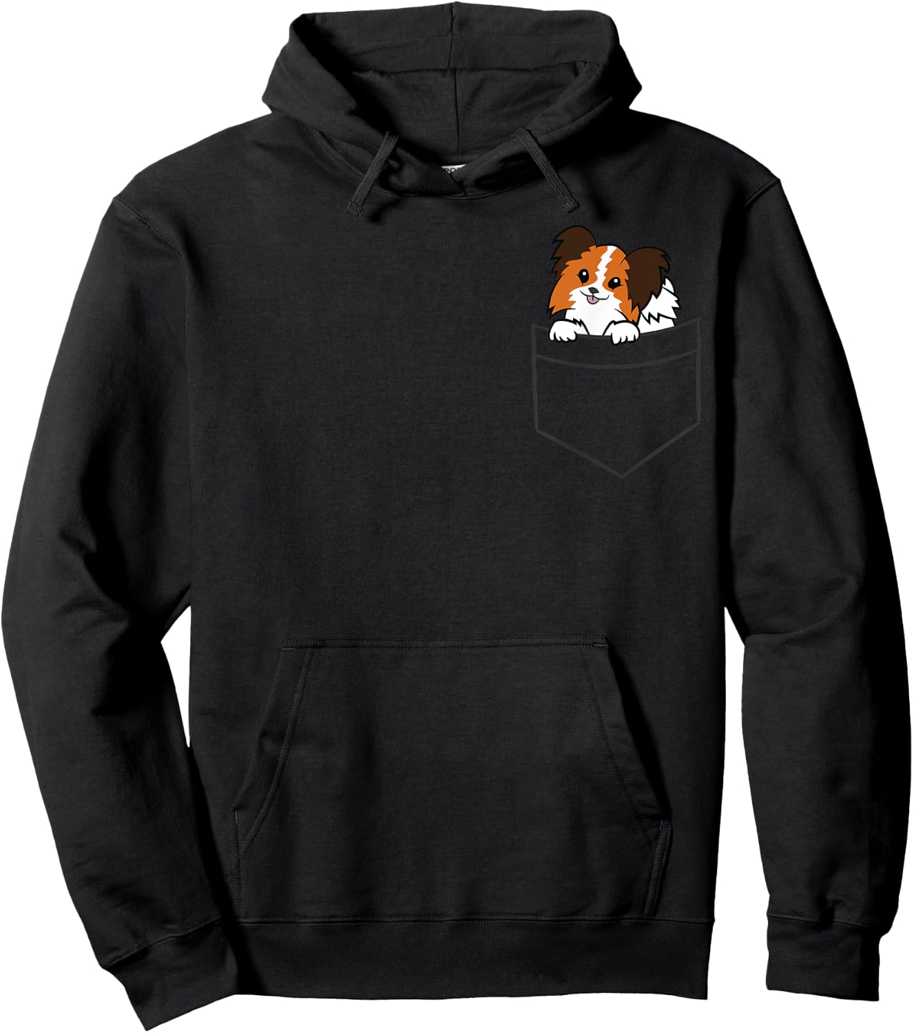 Cute Papillon Dog Owner Papillon In a Pocket Men Women Girls Kids Hoodie - Hoodie | Black