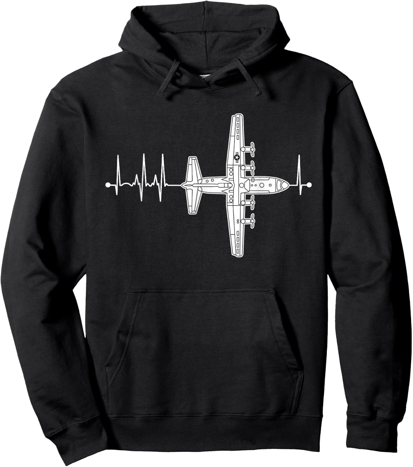 C-130 Hercules Airplane Heartbeat Pulse Military Pilot C130 Hoodie - Hoodie | Black