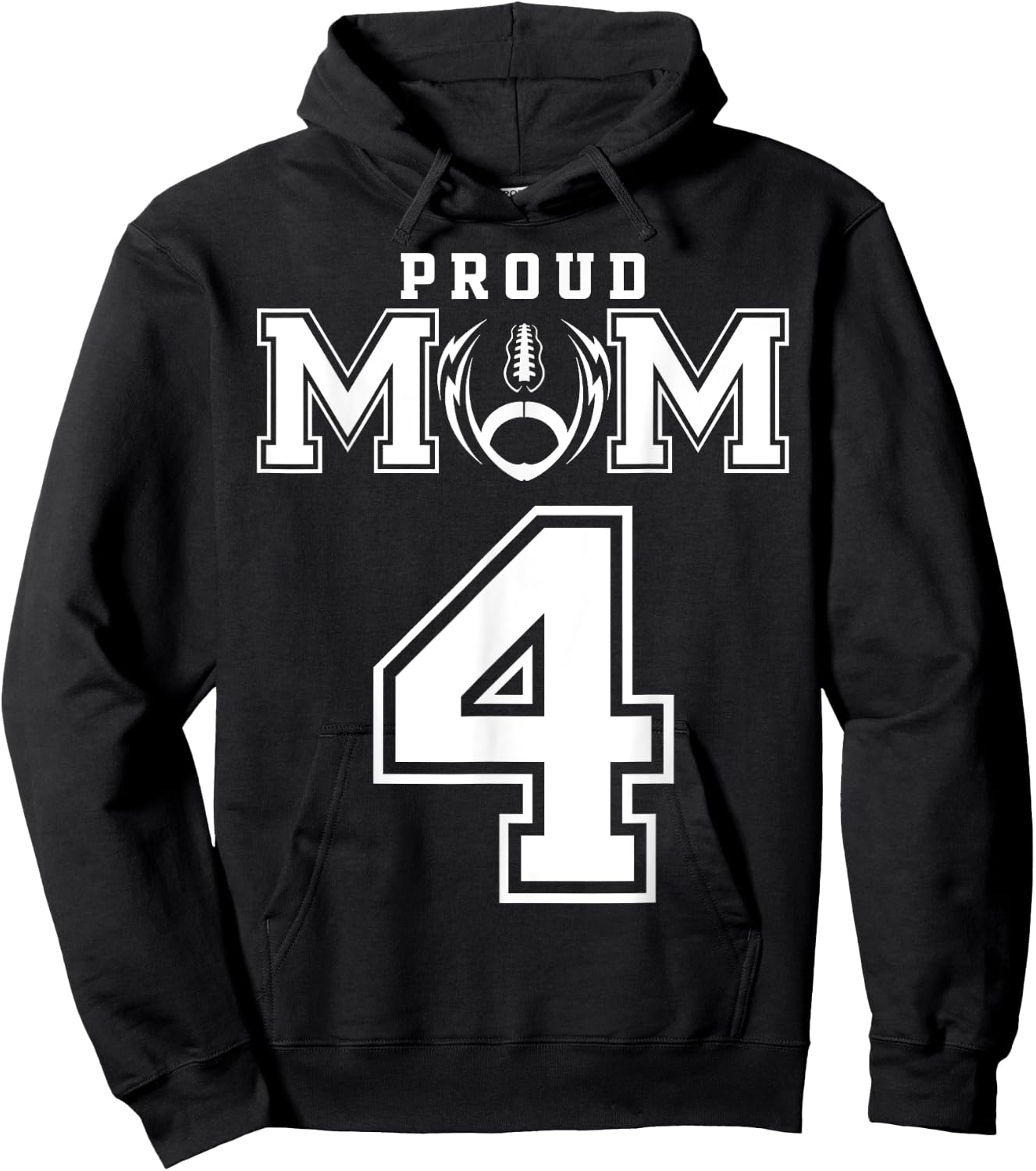 Custom Proud Football Mom Number 4 Personalized Hoodie - Hoodie | Black