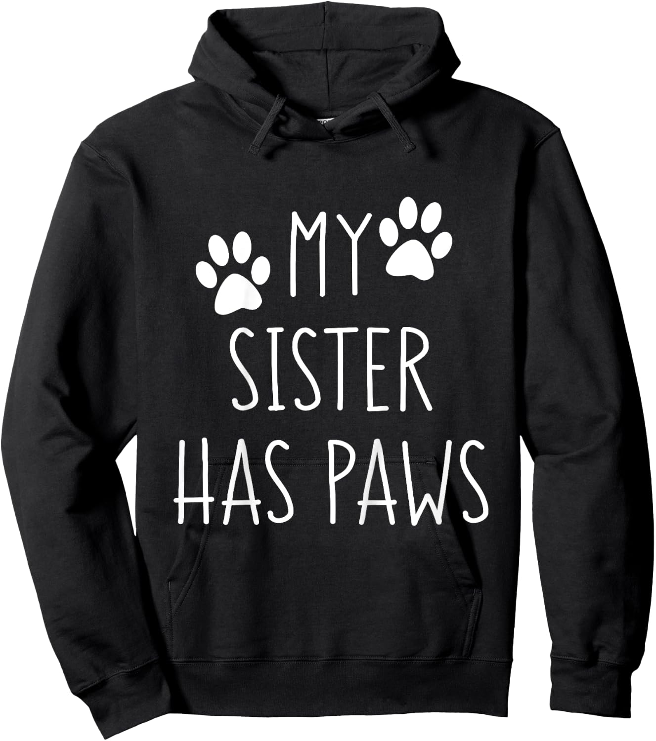 My Big Sister Has Paws for Toddler with Dog Family Hoodie - Hoodie | Black