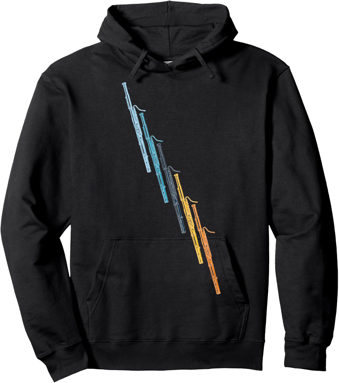 Funny Bassoon Retro Rainbow - Bassoon Player Orchestra Band Hoodie - Hoodie | Black