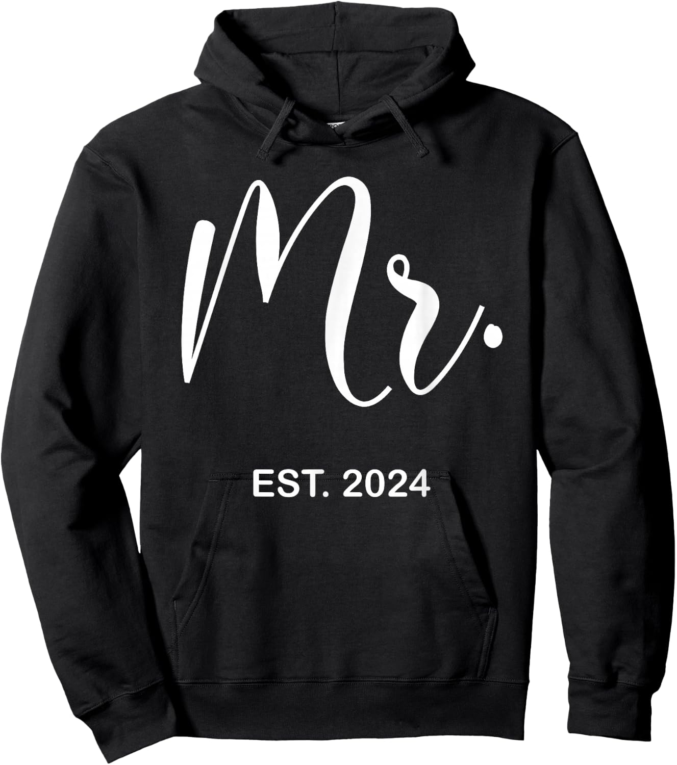 Mr. Est. 2024 Just Married Wedding Hubby Mr & Mrs Men Hoodie - Hoodie | Black