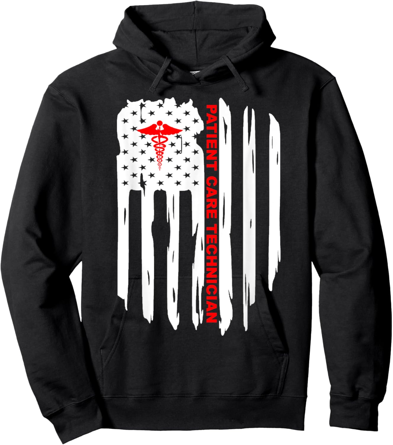 Patriotic American USA Flag Patient Care Technician PCT Gift Hoodie - Hoodie | Black