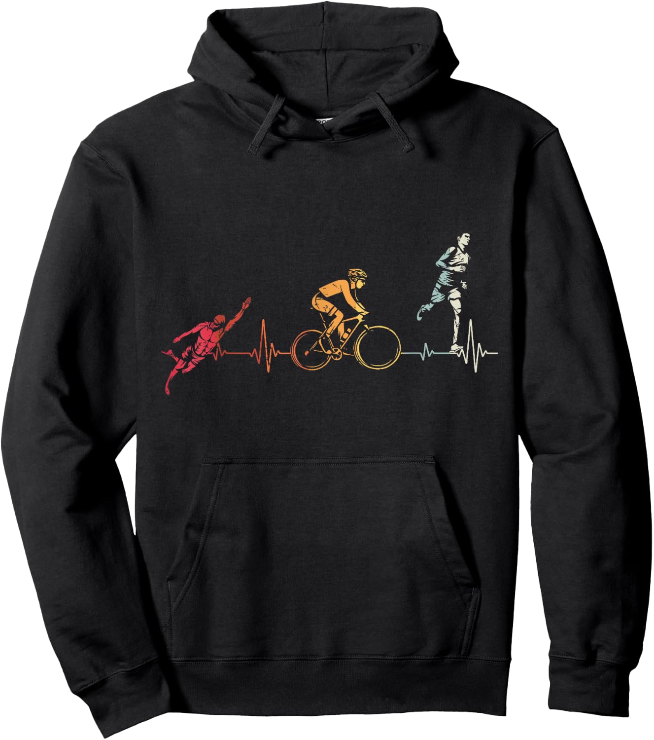 Heartbeat For Triathlon Swim Bike Run Gift Athlete Hoodie - Hoodie | Black