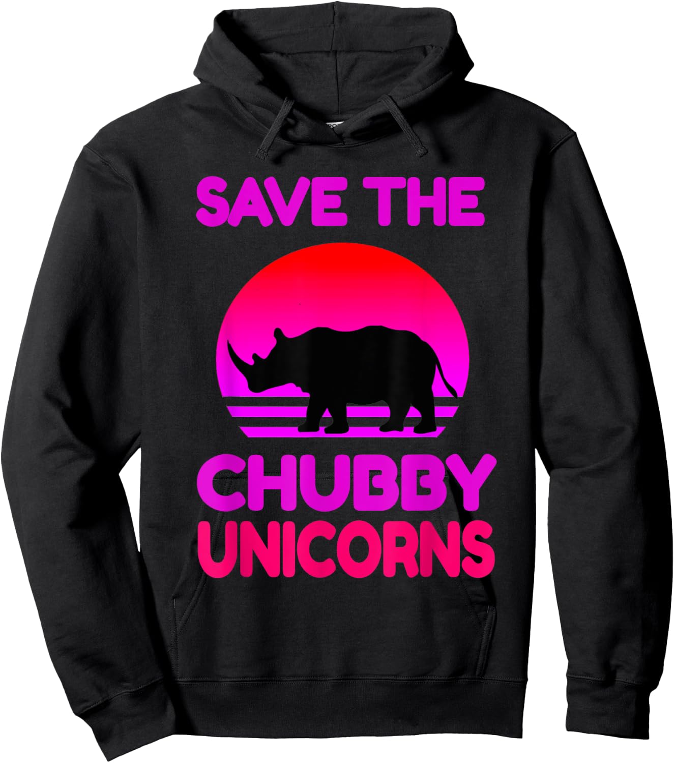 Save The Chubby Unicorns Retro Style Rhino Hoodie - Hoodie | Black