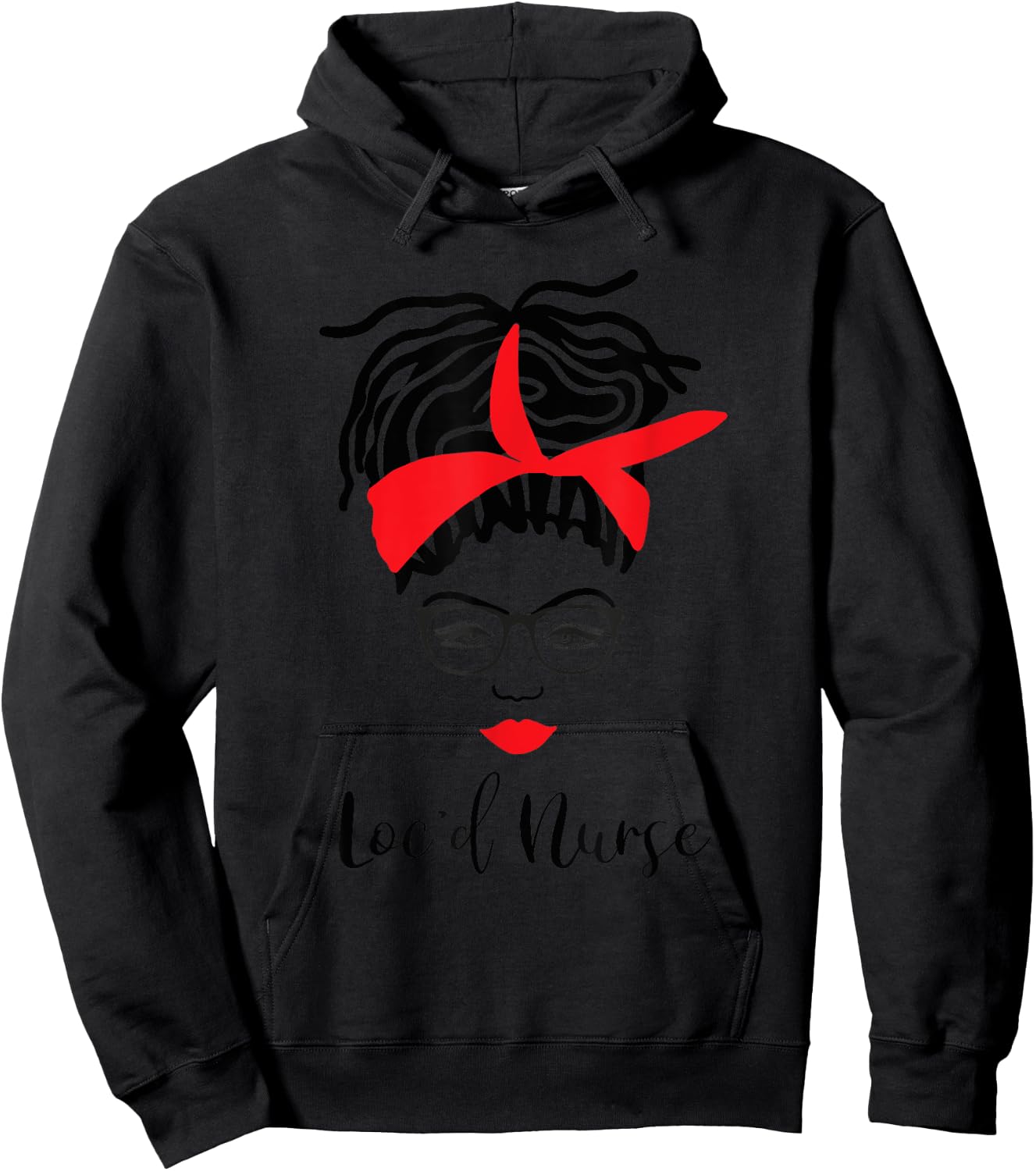 Loc'd Nurse With Glasses Locs RN LPN Hoodie - Hoodie | Black