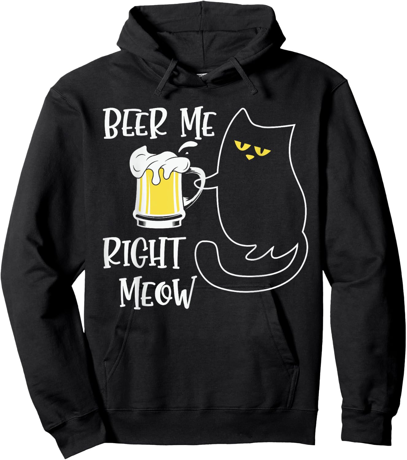 Right Meow Beer Me Cat Funny Drinking Team Beer Lover Hoodie - Hoodie | Black