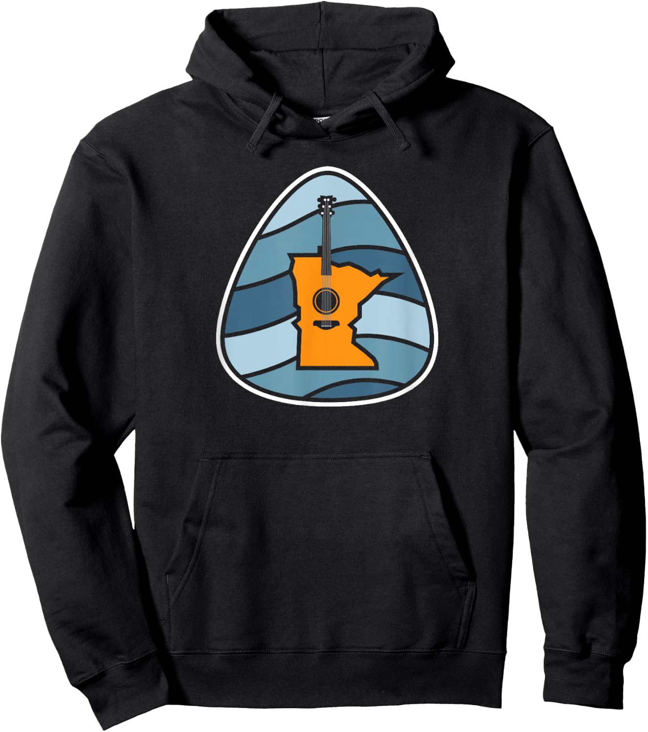 Retro Minnesota Music Acoustic Guitar Rock Hoodie - Hoodie | Black