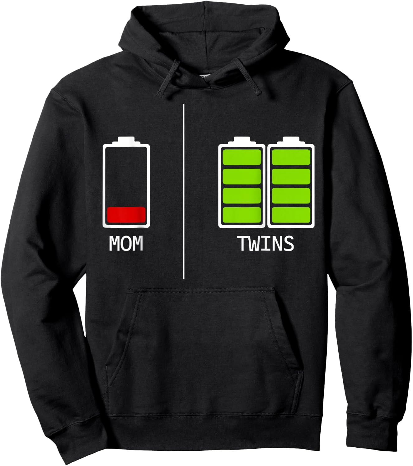 Funny Tired Mom Low Cool Mom Of Twins Gift Mother Hoodie - Hoodie | Black