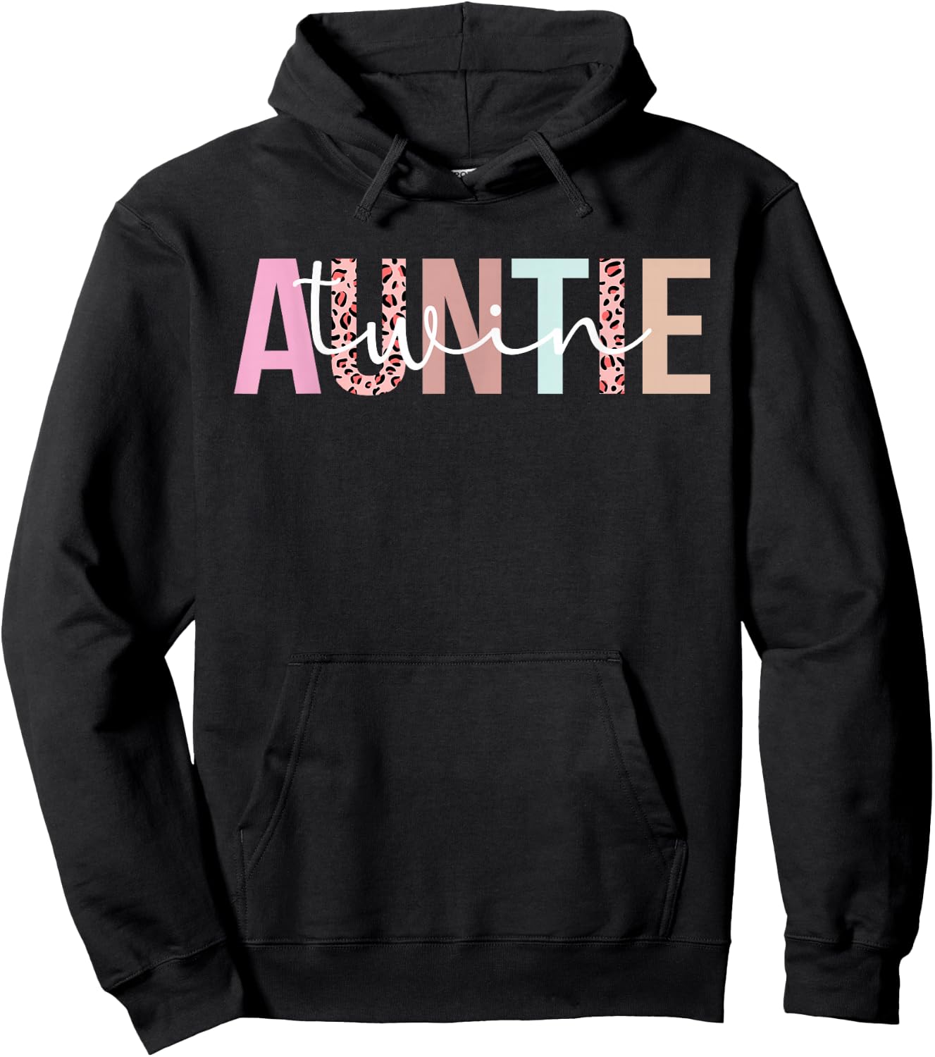 Cute Auntie Of Twins For Mother's Day Twin Aunt Boho Black Hoodie - Hoodie | Black