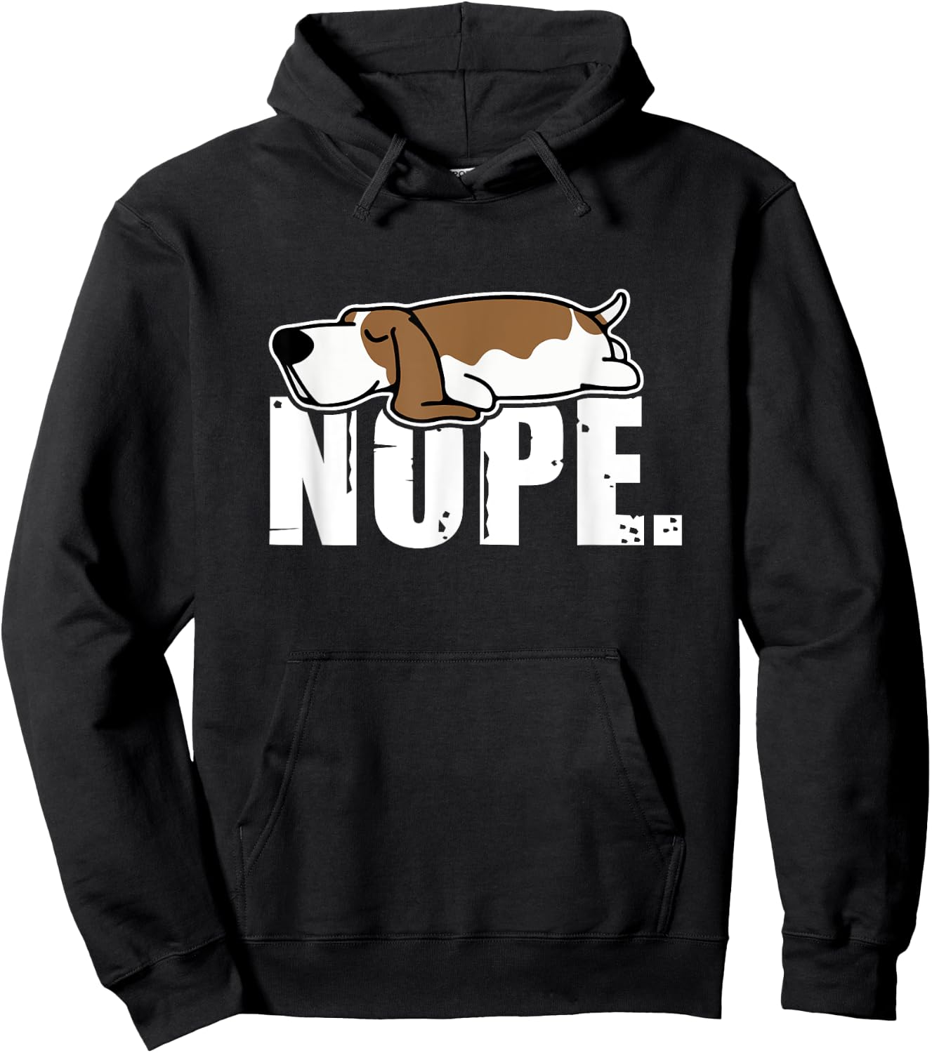 Nope Lazy Basset Hound Dog Sleeping Funny Dog Lovers Men Women Kids Hoodie - Hoodie | Black