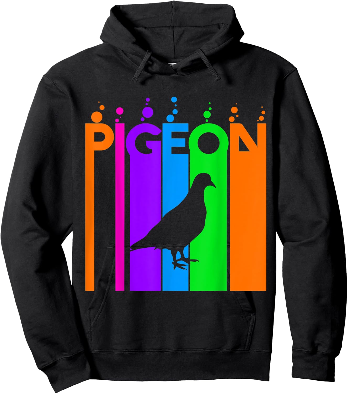 Pigeon Animal Rainbow Bubble with Silhouette Hoodie - Hoodie | Black