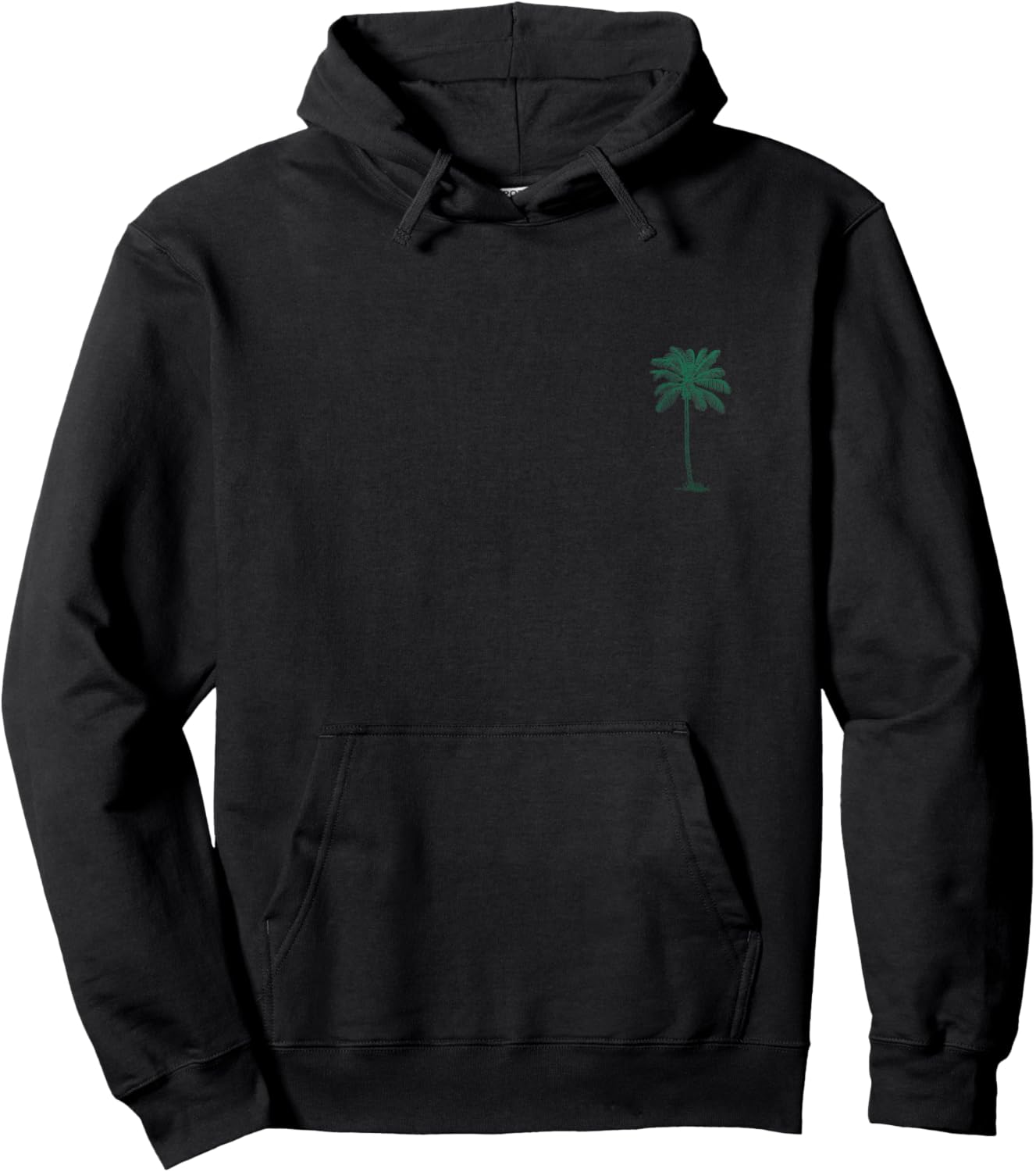 Vintage Hawaiian Palm Tree Beach Tropical Island Pocket Logo Hoodie - Hoodie | Black