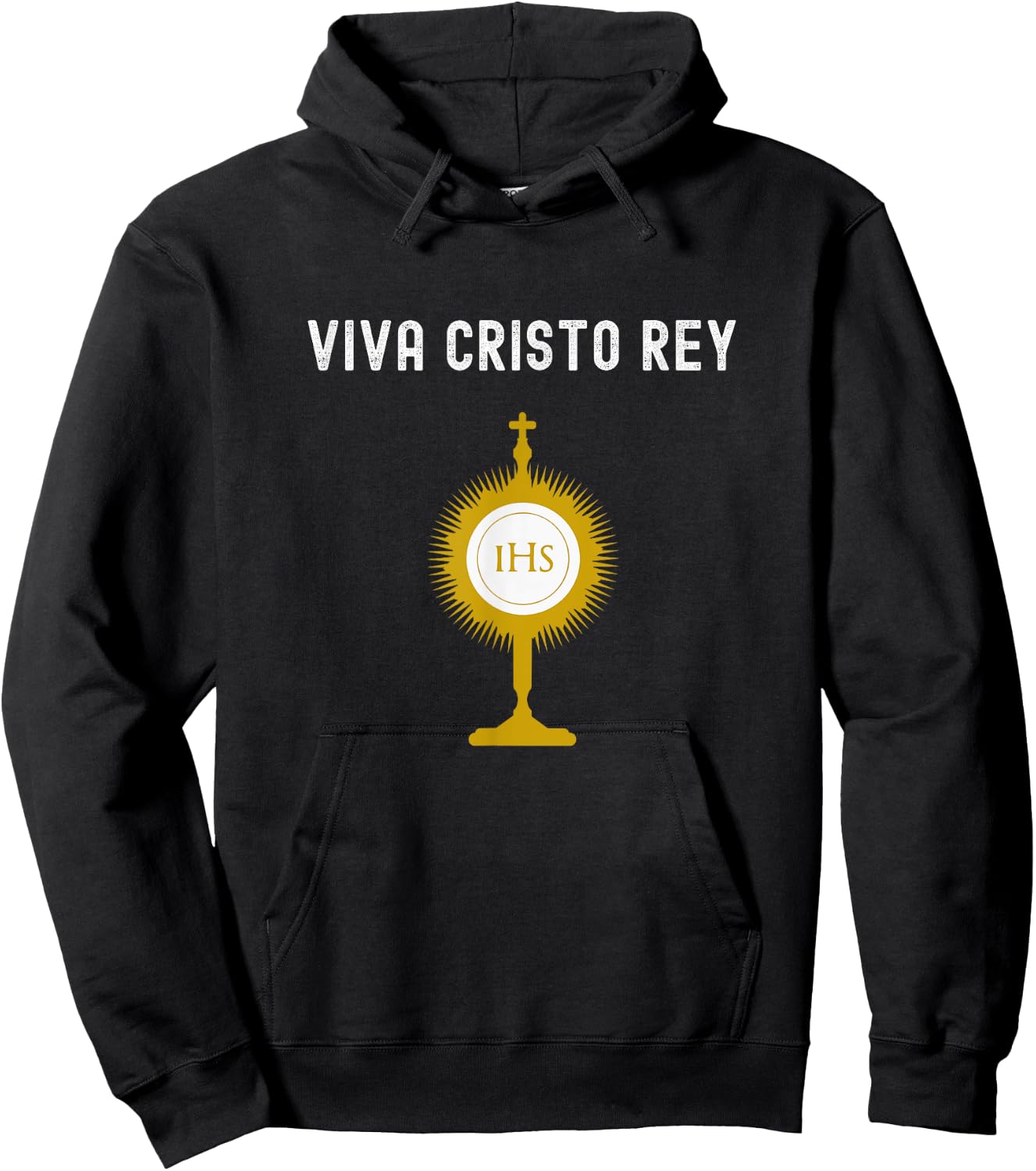 Roman Catholic IHS Viva Cristo Rey Hoodie - Hoodie | Black