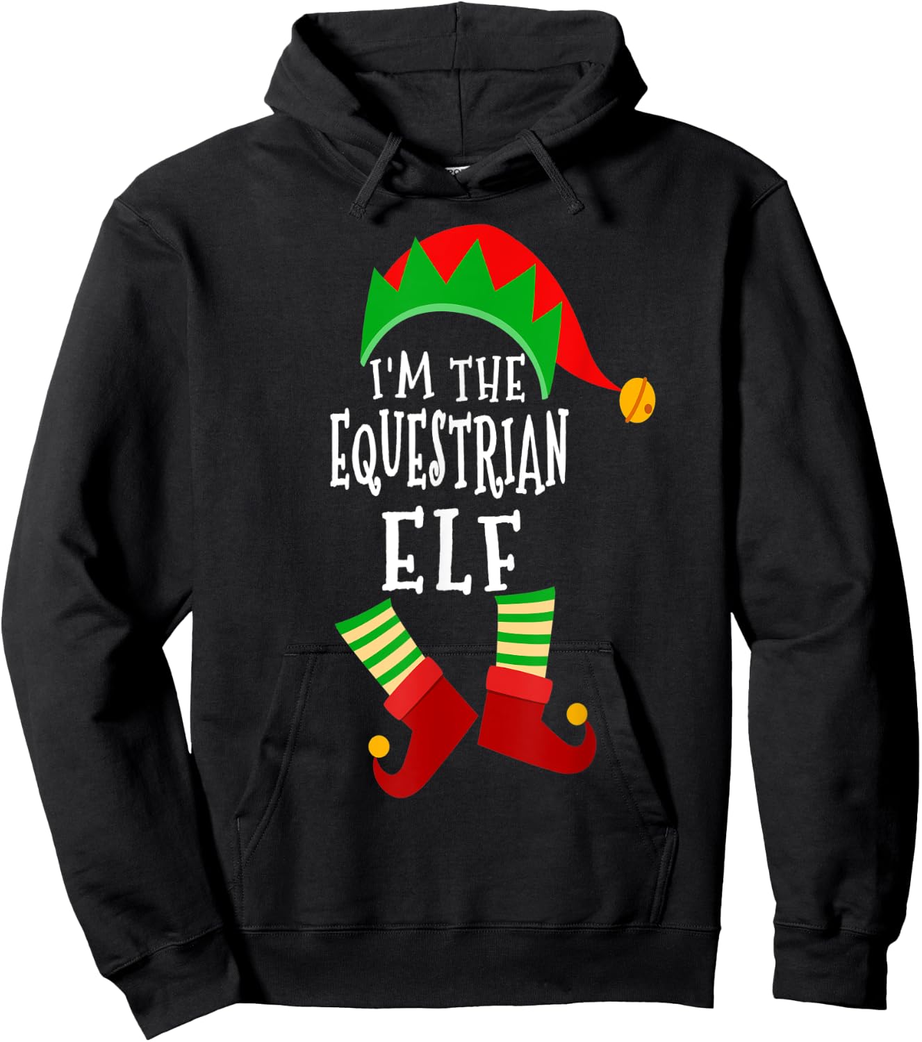 Equestrian Elf Matching Family Group Christmas Elf Costume Hoodie - Hoodie | Black