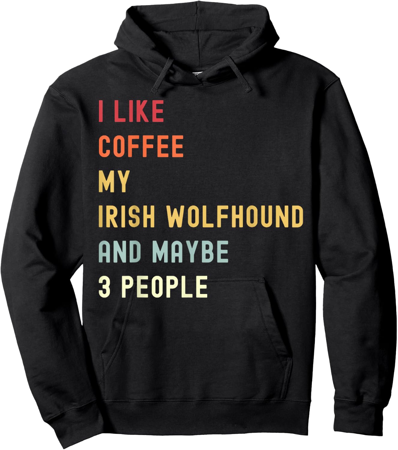 Funny Irish Wolfhound Retro Dog And Coffee Lover Women Hoodie - Hoodie | Black