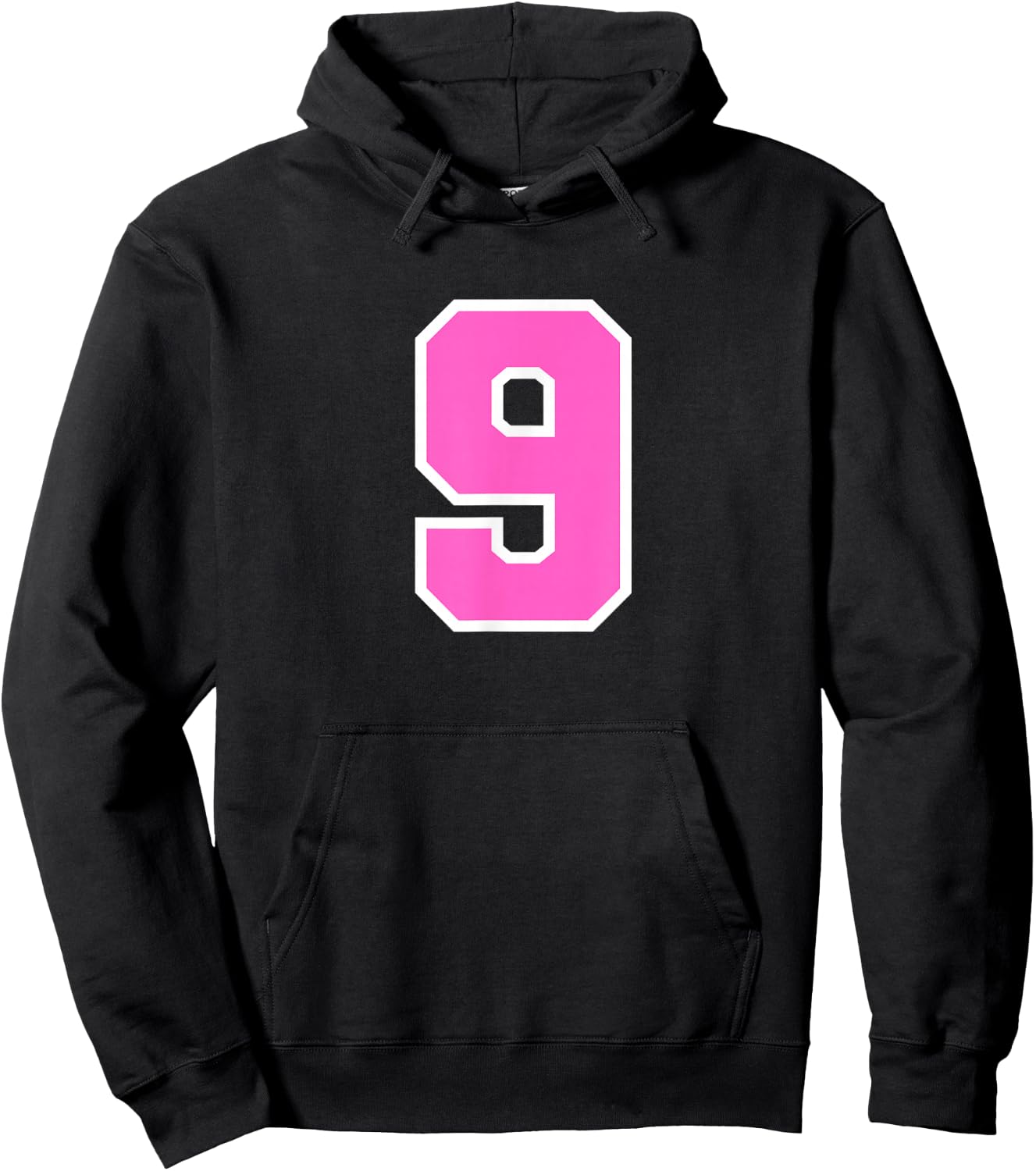 Pink Sports Team Number #9 Hoodie - Hoodie | Black