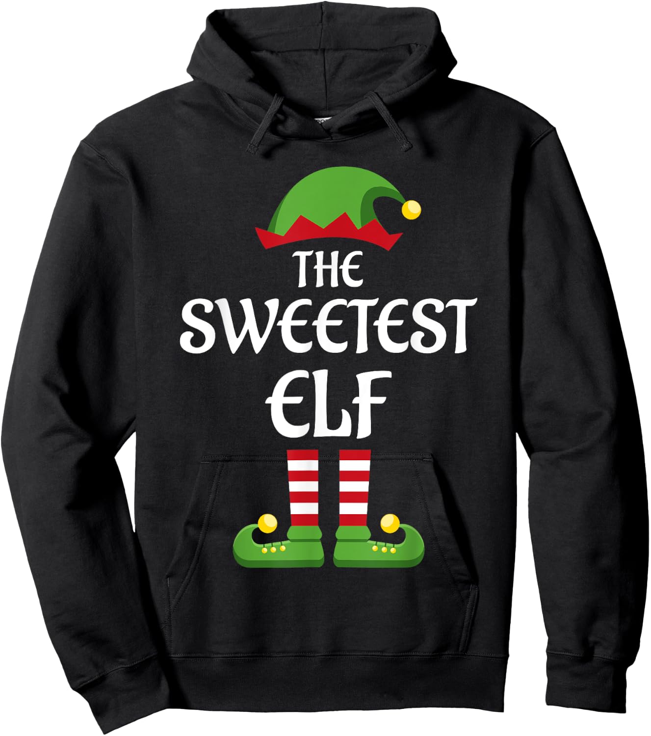 Sweetest Elf Family Matching Group Christmas Hoodie - Hoodie | Black