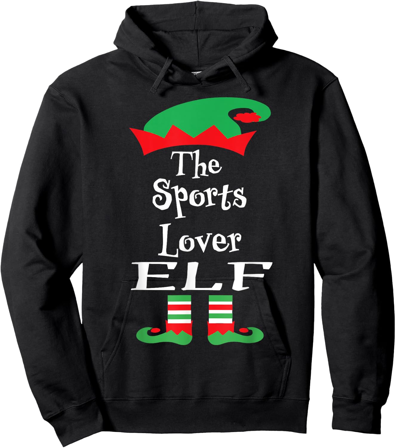 Funny The Sports Lover Elf Shirt Christmas Matching Family Hoodie - Hoodie | Black