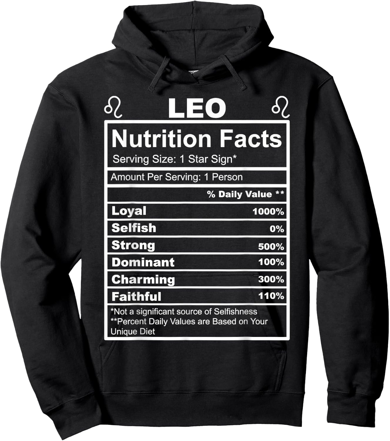 Horoscope Zodiac Sign Astrology Nutrition Facts Leo Hoodie - Hoodie | Black