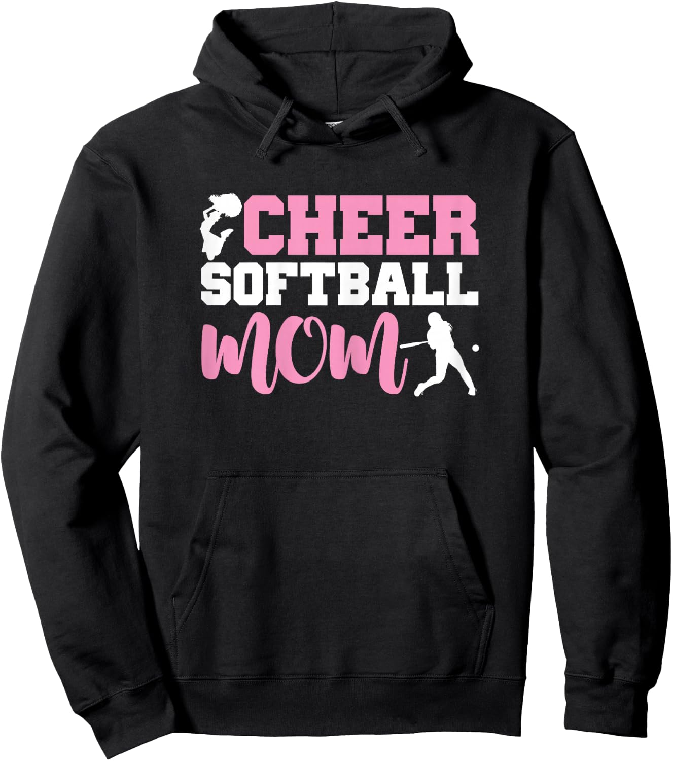 Funny Softball Cheerleading Lover Graphic Softball Cheer Mom Hoodie - Hoodie | Black