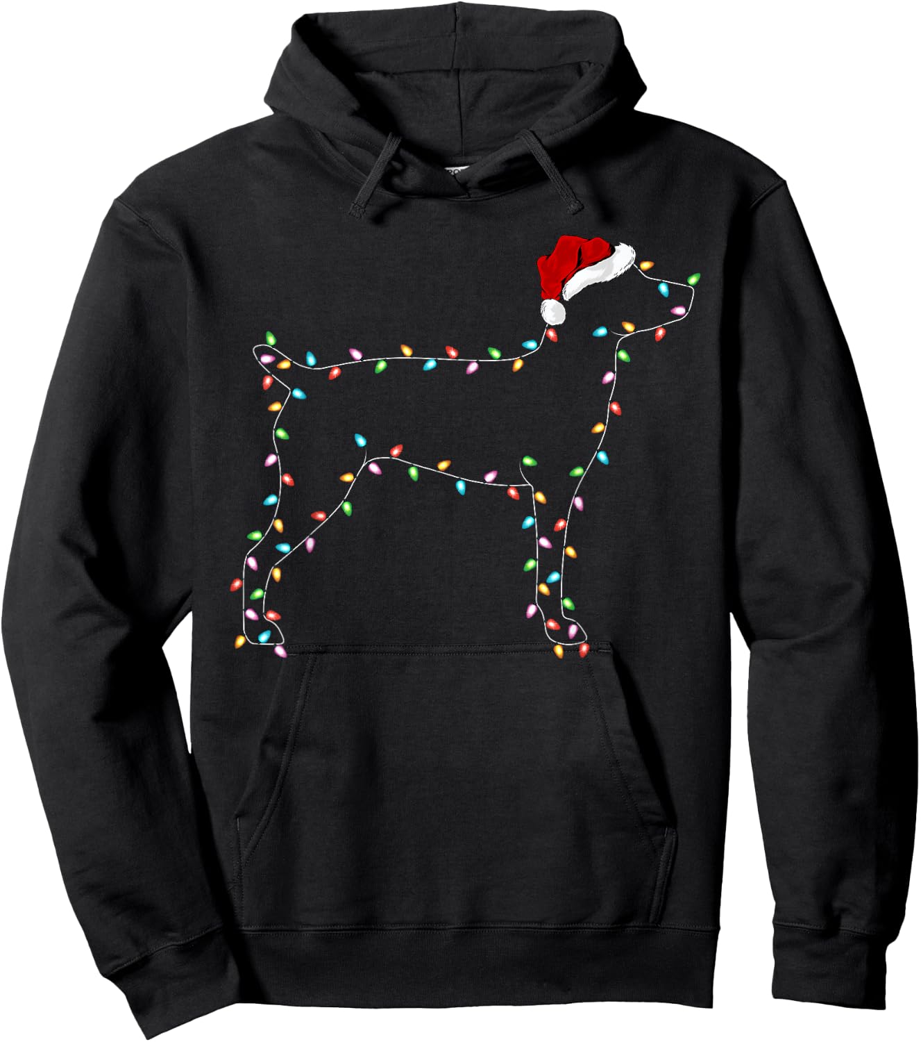 Rat Terrier Xmas Lighting Santa Hat Rat Terrier Christmas Hoodie - Hoodie | Black