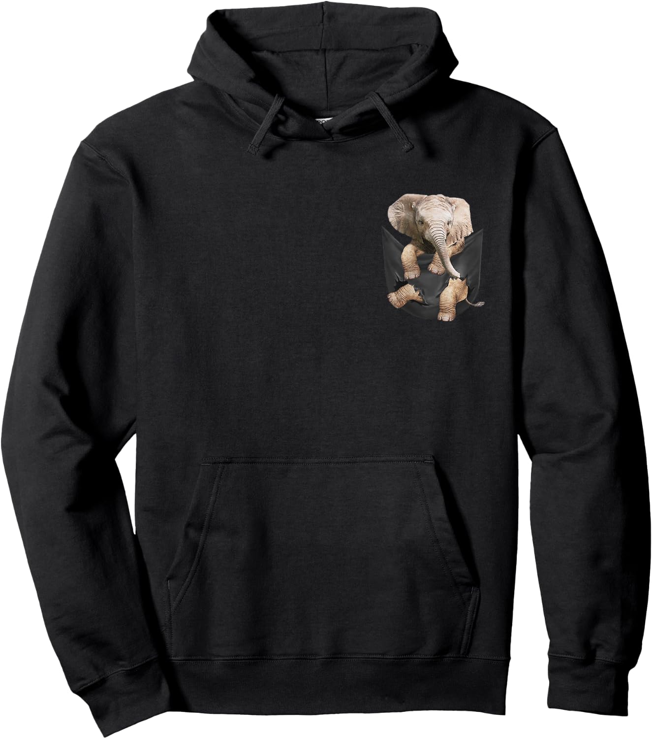 Elephant In Pocket Shirt Cute Elephant Lover Gift Hoodie - Hoodie | Black