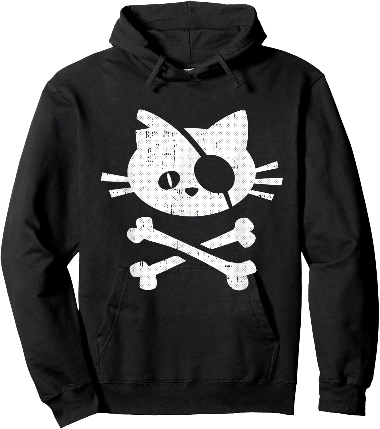 Cat Pirate Lazy Halloween Costume Kitten Skull Cross-bones Hoodie - Hoodie | Black