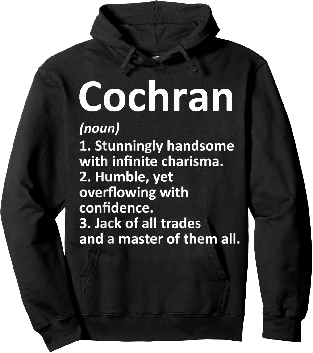 COCHRAN Definition Funny Surname Family Birthday Reunion Hoodie - Hoodie | Black