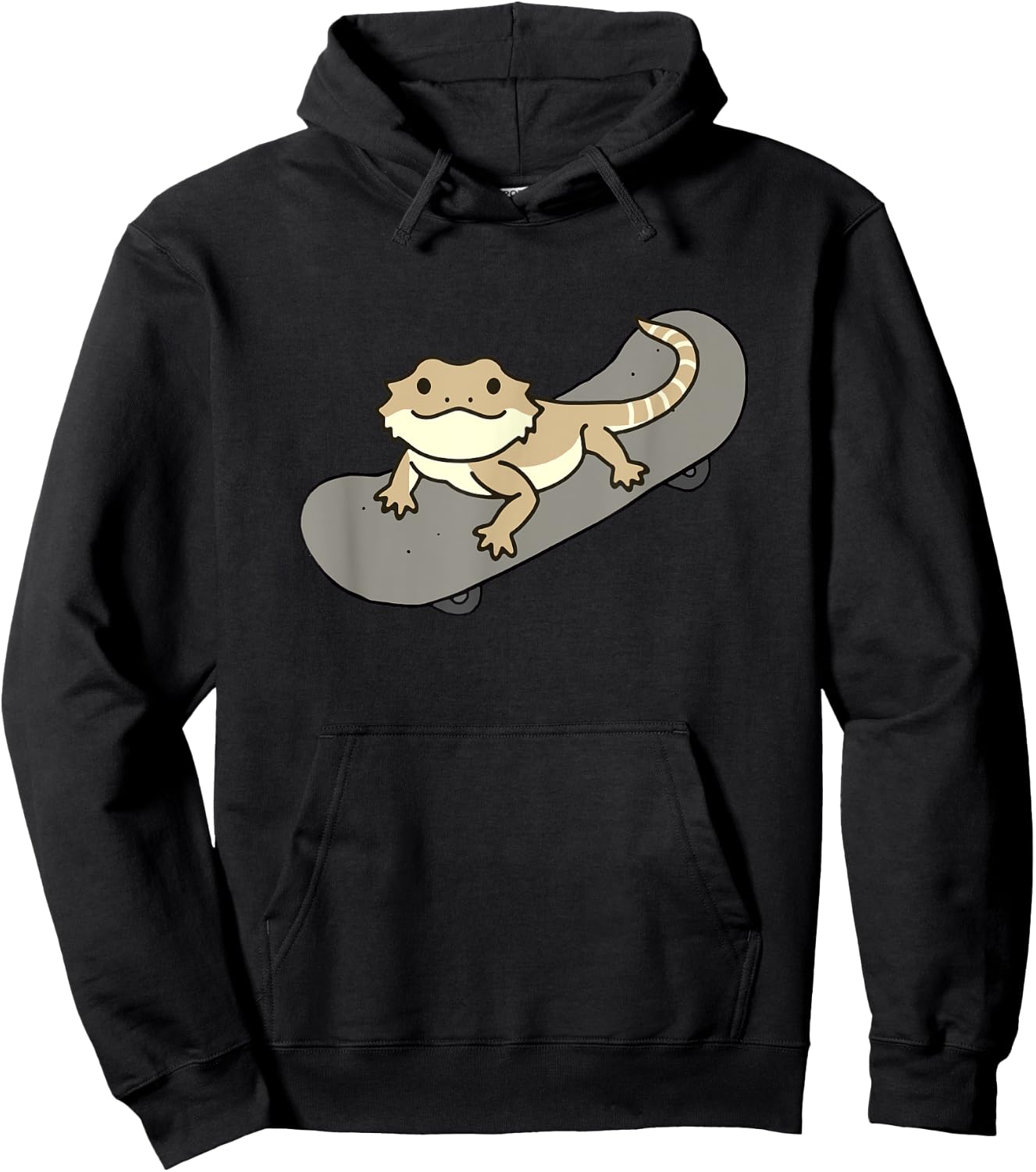 Funny Bearded Dragon On Skateboard Cute Pet Lizard Lover Hoodie - Hoodie | Black