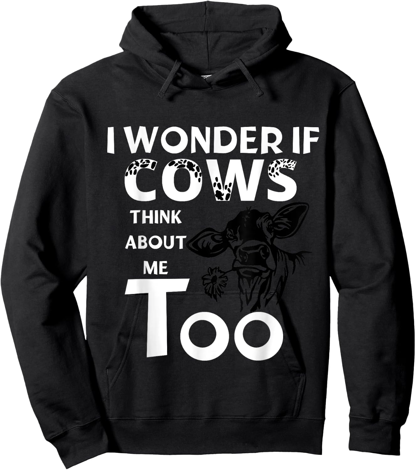 Funny I wonder if cows think about me too christmas cow Hoodie - Hoodie | Black