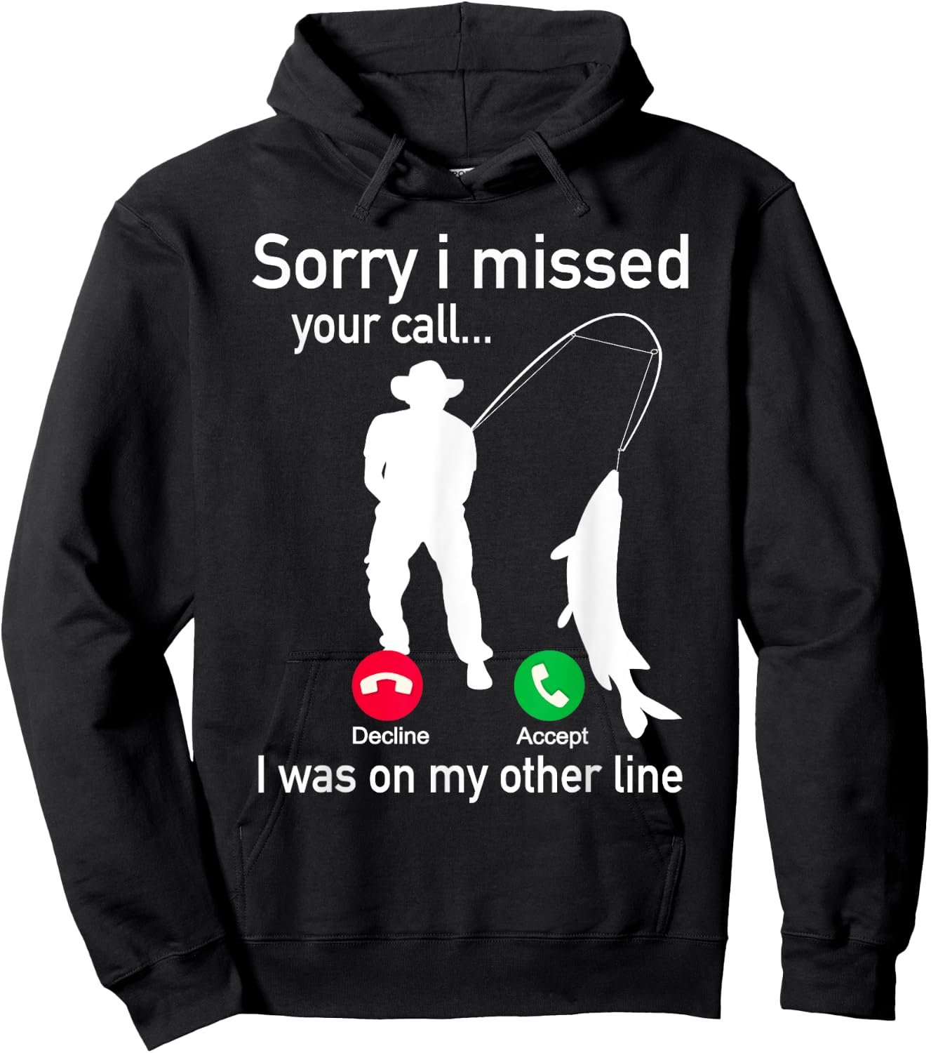 Fishing Phone Call with Fishing Line - Funny Fish Fisherman Hoodie - Hoodie | Black