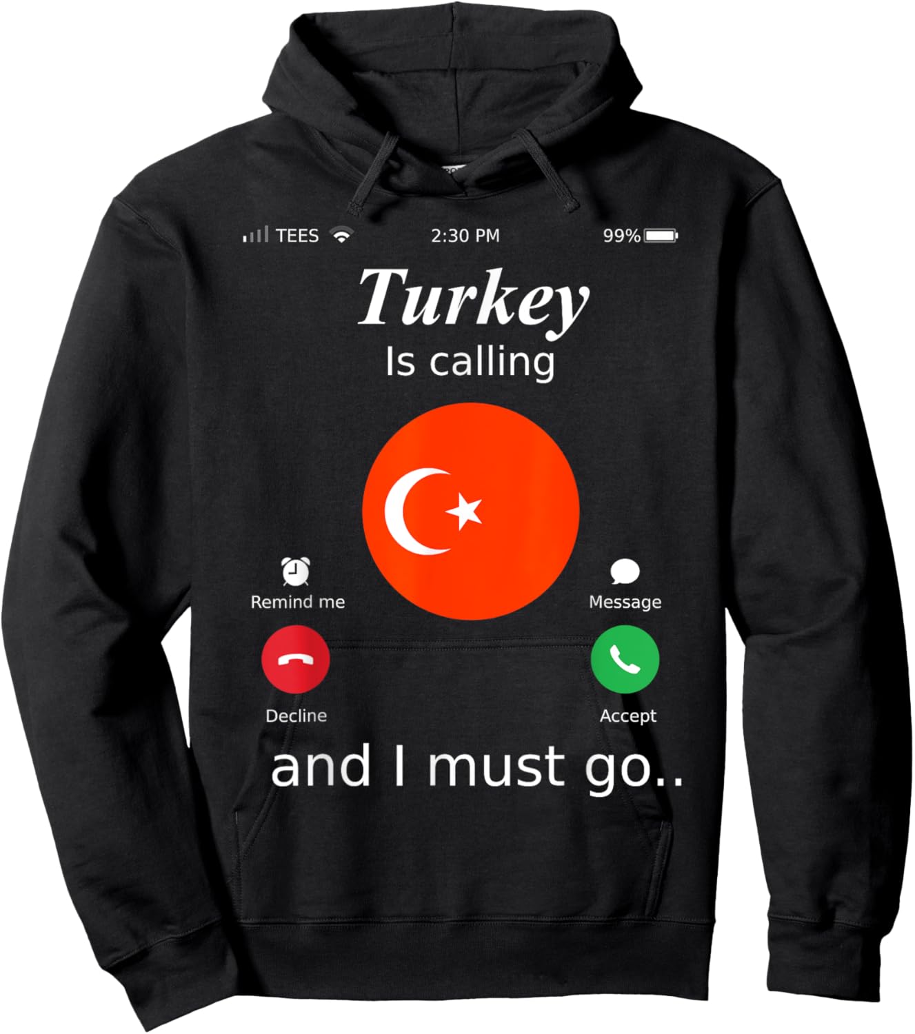 Turkey Is Calling and I Must Go Turkey Flag shirt Hoodie - Hoodie | Black