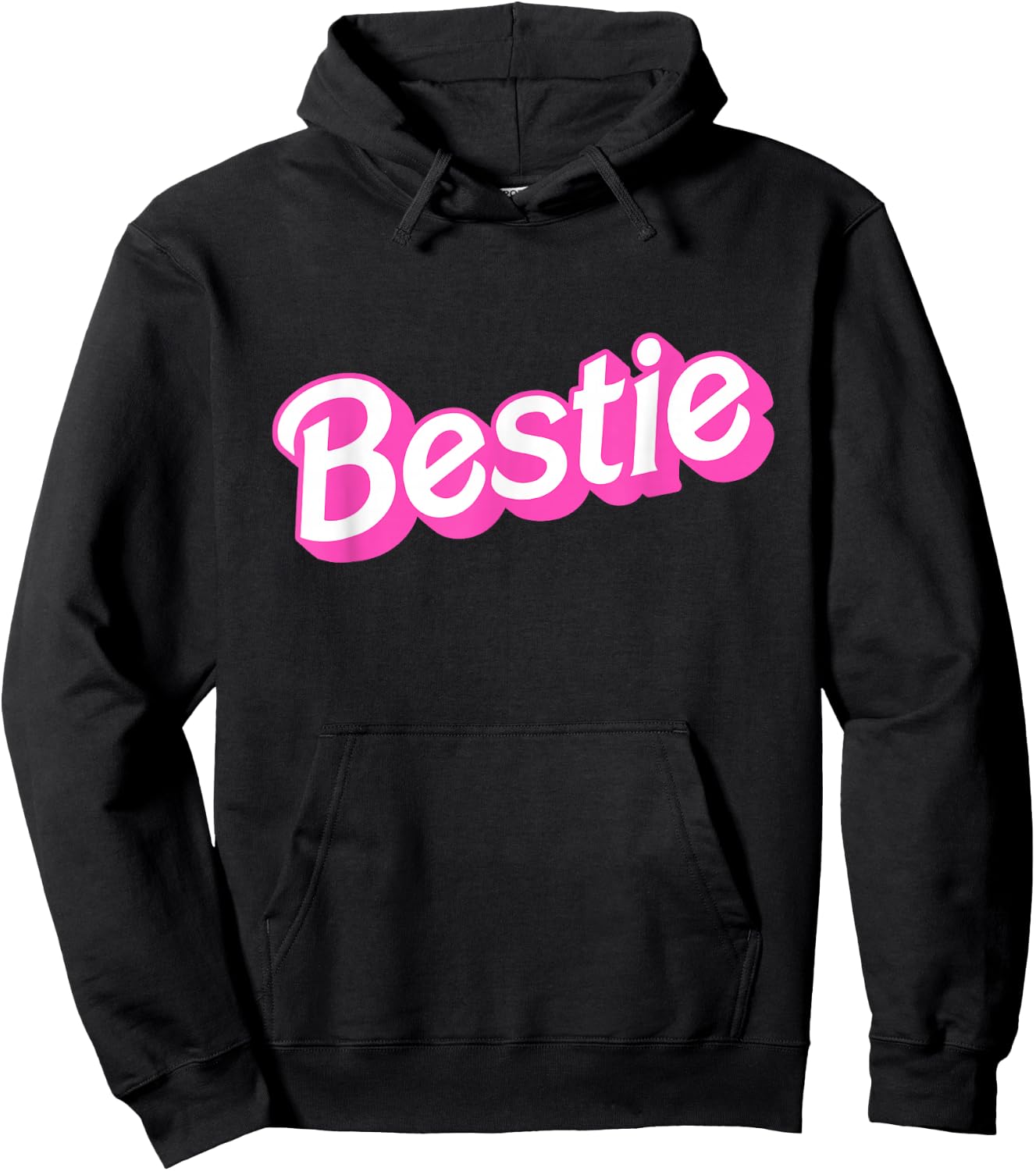 Bestie Pink & White Overlapping Font Halloween Costume Hoodie - Hoodie | Black