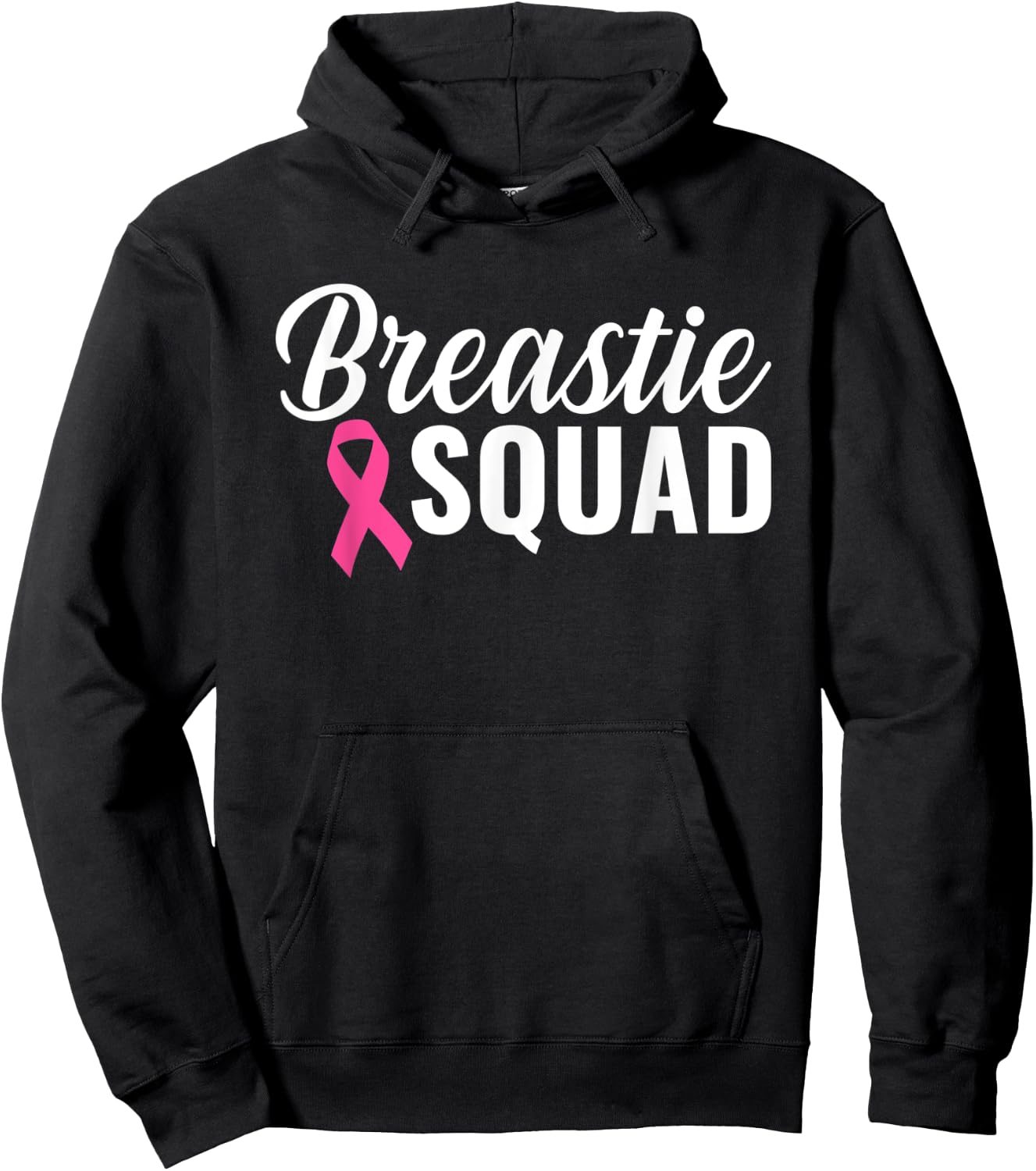 Breastie Squad Pink Ribbon Breast Cancer Awareness Month Hoodie - Hoodie | Black