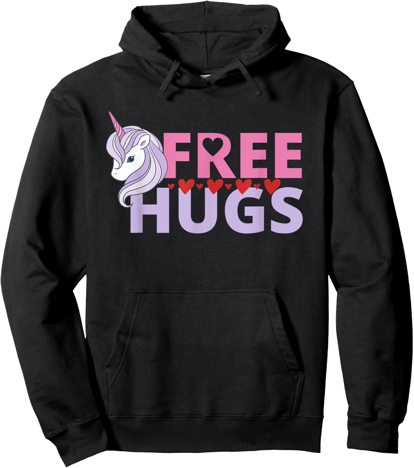Free Hug Unicorn Good Vibe, Smiles, Kindness, Humanity Hoodie - Hoodie | Black