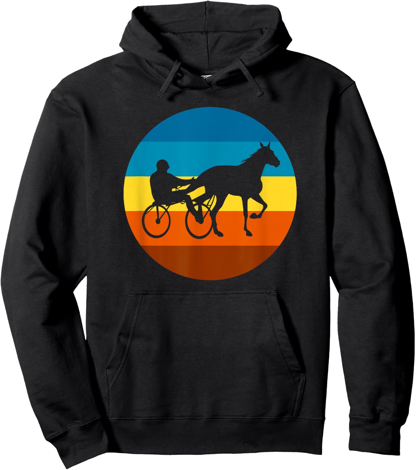 Harness Racing Retro Sunset Horse Race - Harness Racers Hoodie - Hoodie | Black