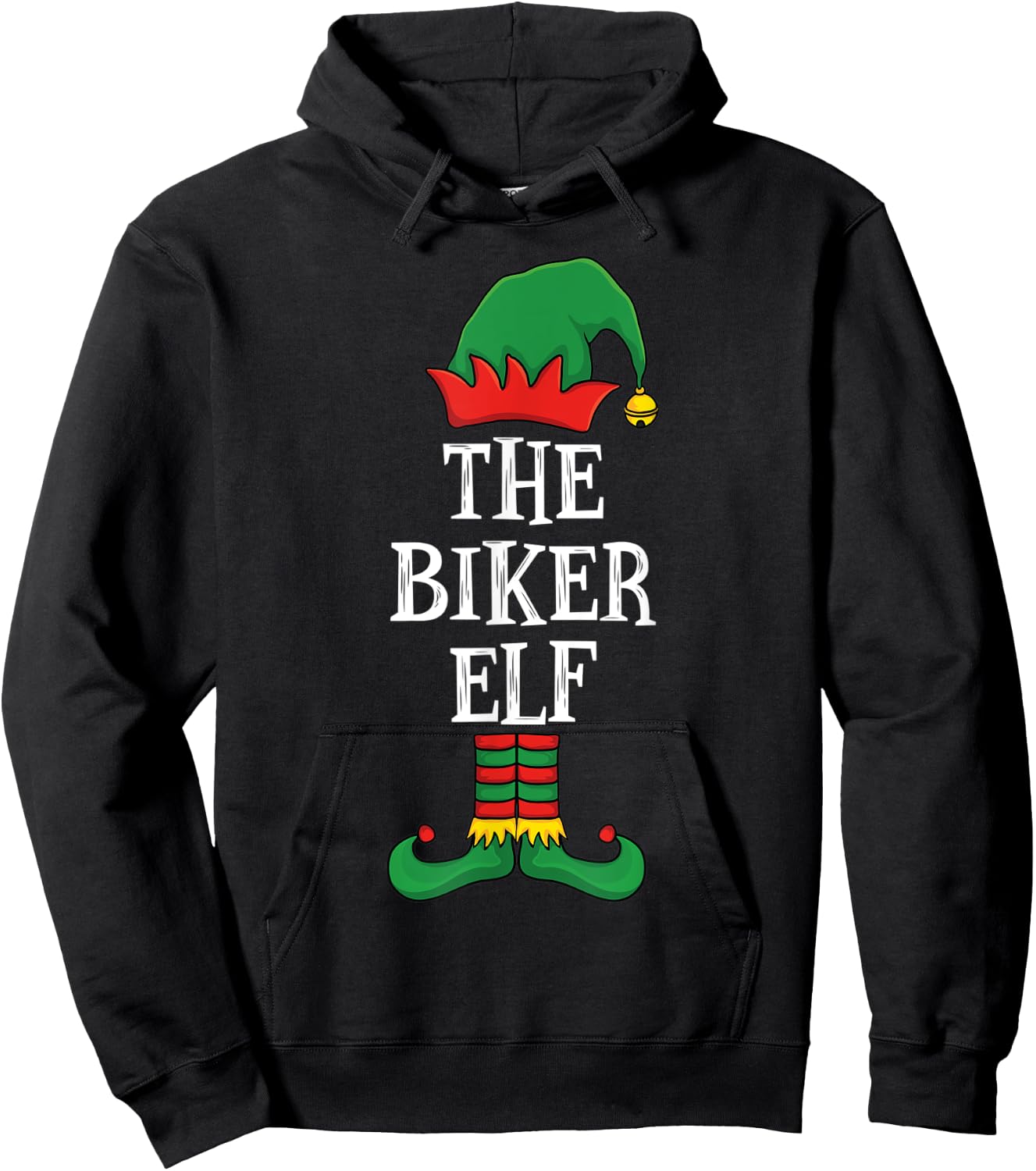 Matching Family Group Funny Xmas I'm The Biker Elf Christmas Hoodie - Hoodie | Black