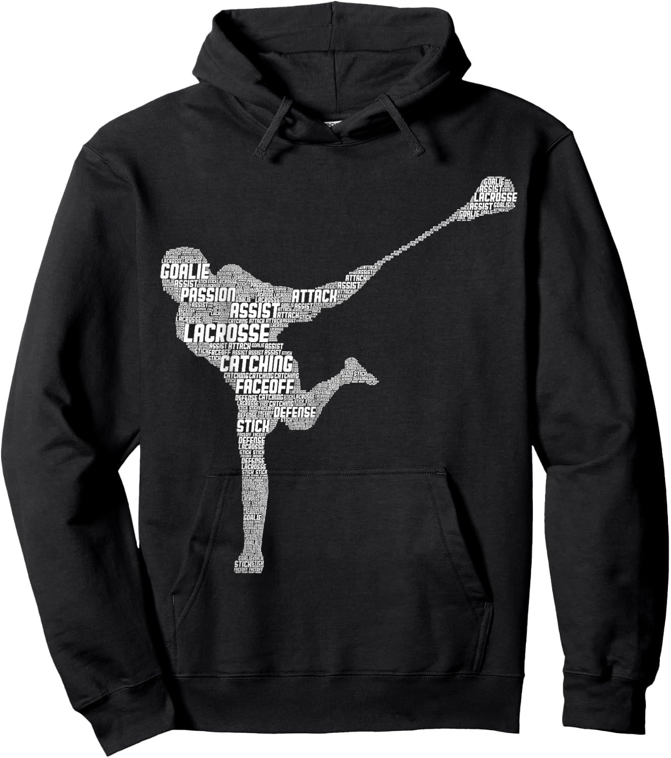 Lacrosse Player Youth Kids Boys Men Hoodie - Hoodie | Black