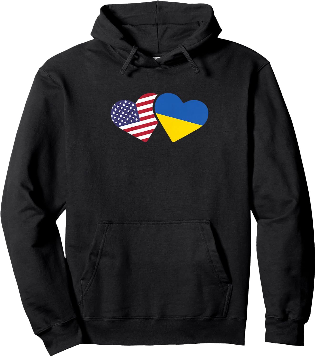 Ukraine USA Flag T Shirt Heart Ukrainian Americans Hoodie - Hoodie | Black