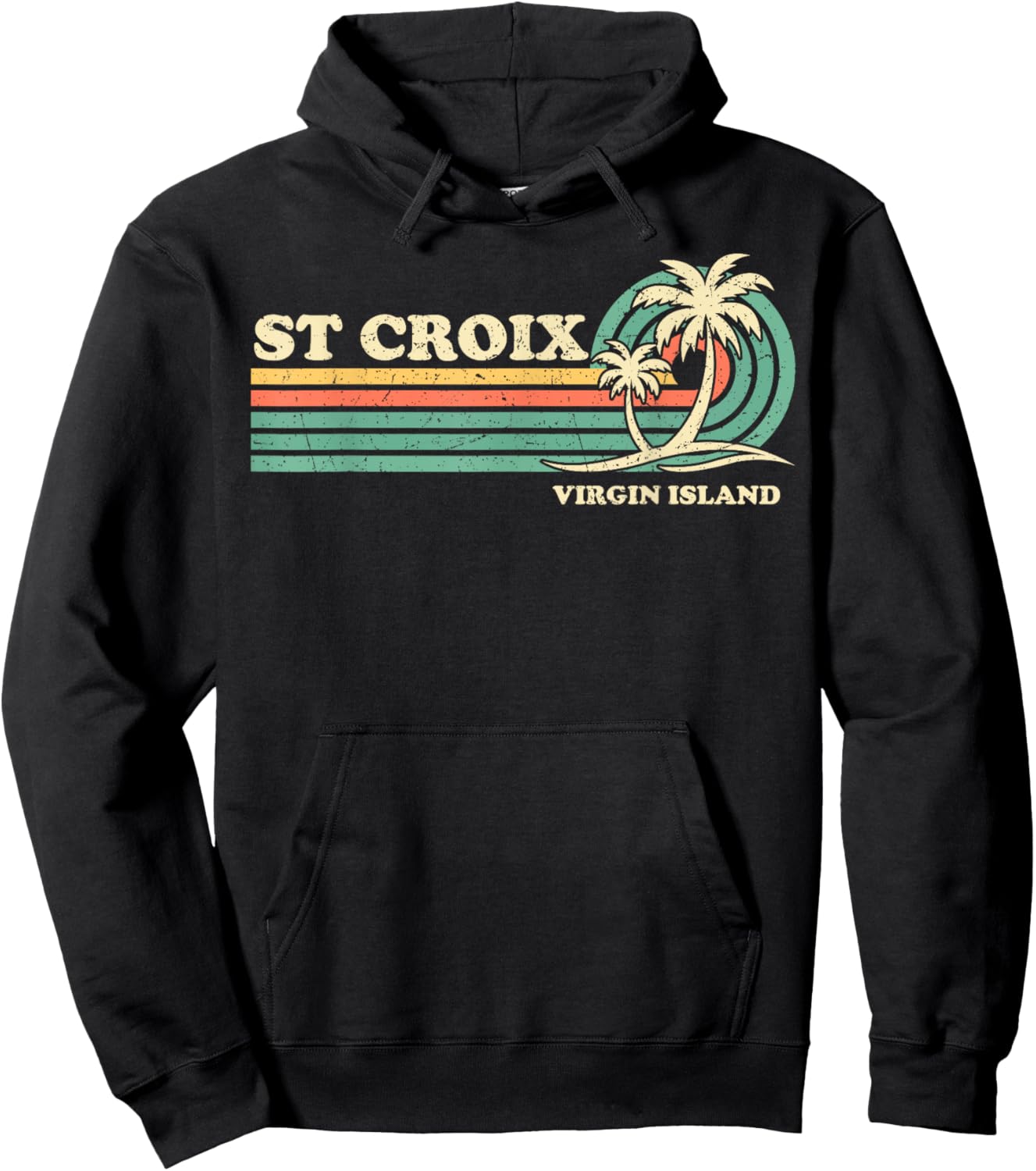 Vintage Retro Summer Vacation Virgin Island St. Croix Beach Men Women Hoodie - Hoodie | Black