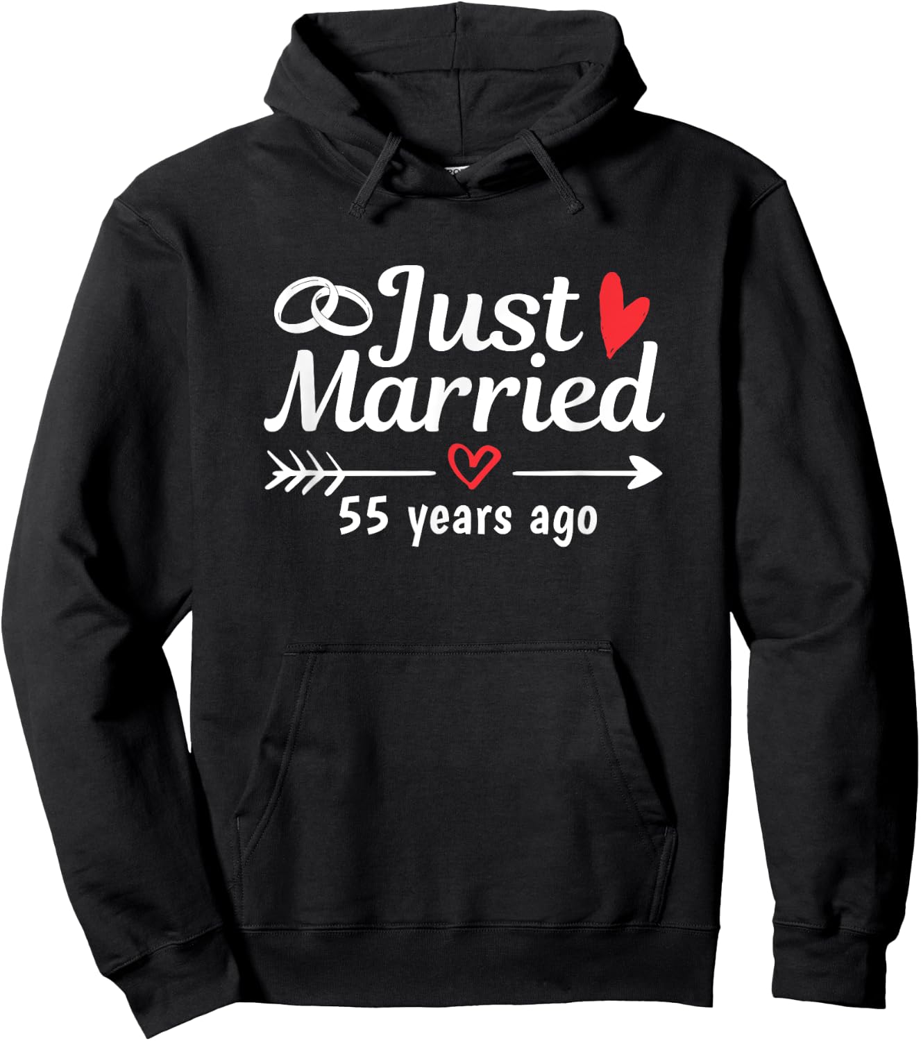 Just Married 55 Years Ago Funny Couple Wedding Anniversary Hoodie - Hoodie | Black