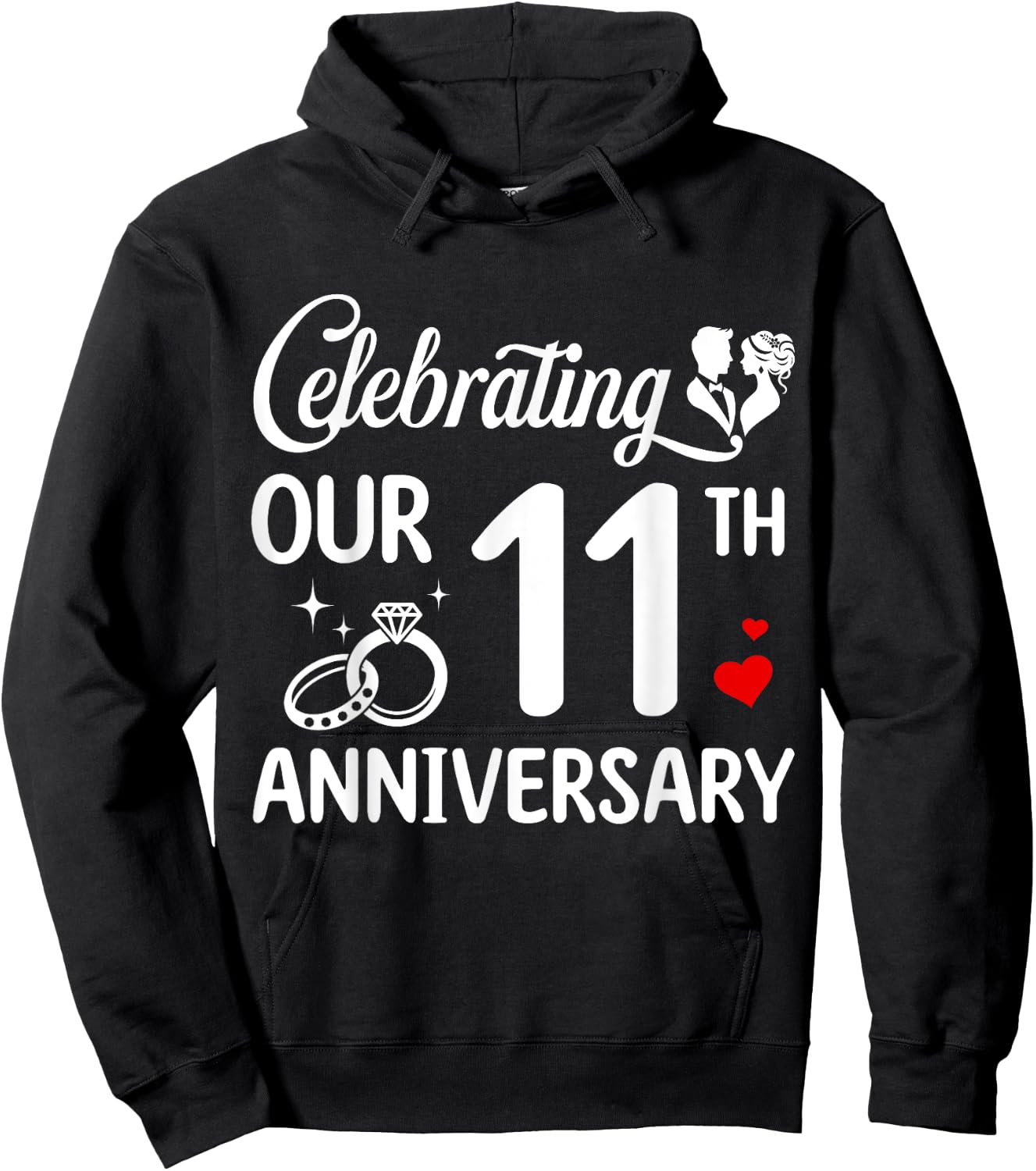 Celebrating Our 11th Wedding Anniversary Marriage 11 Years Hoodie - Hoodie | Black