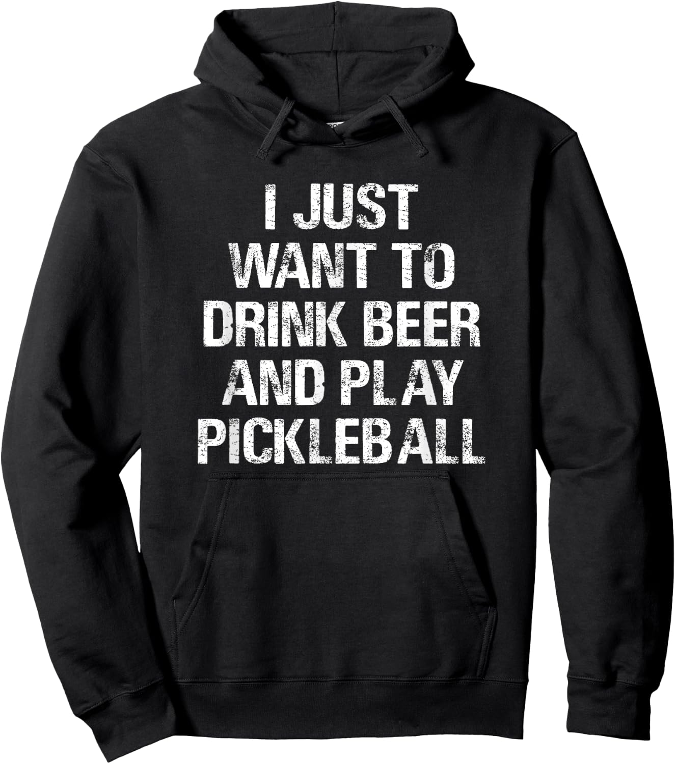 Threadrock -Adults Black Small Classic Fit Short Sleeve Modern Classic Fit Short Sleeve I Just Want To Drink Beer and Play Pickleball Funny Gift Hoodie - Hoodie | Black