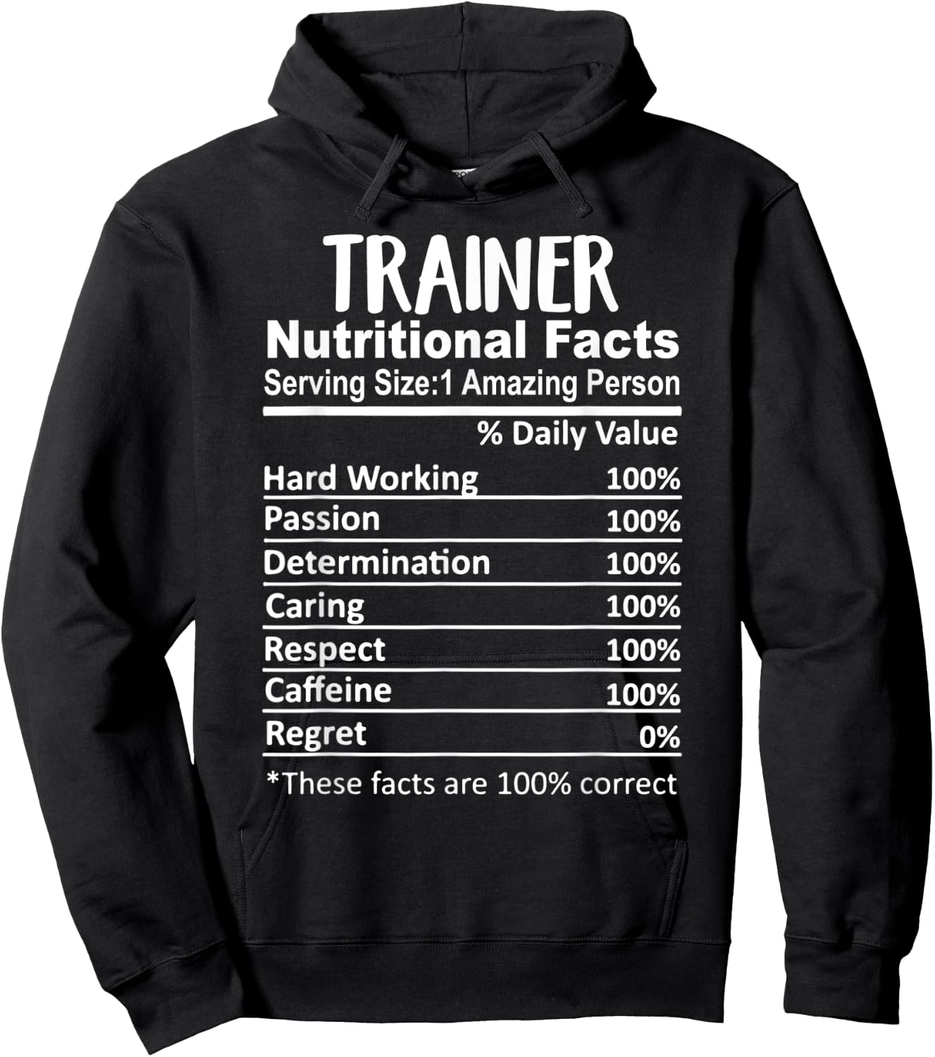 Trainer Nutrition Facts Funny Hoodie - Hoodie | Black