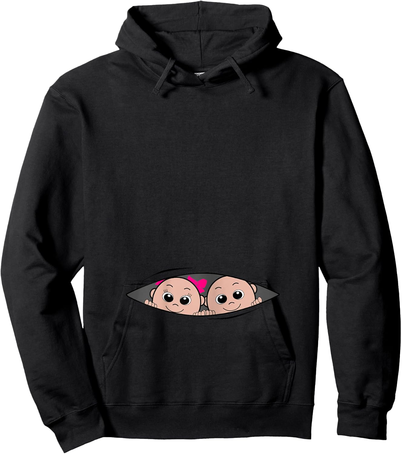 Boy and Girl Twin Pregnancy Announcement Hoodie - Hoodie | Black